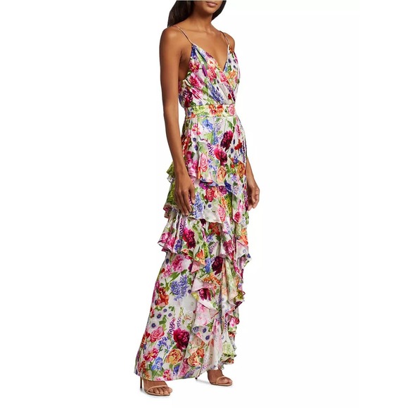 Alice + Olivia Hayden Ruffled Floral Maxi Dress. Size 0 - Picture 3 of 10